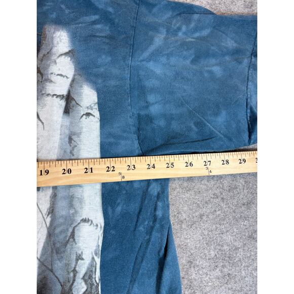 VINTAGE 90s The Mountain White Wolf Shirt Mens XL Blue Tie Dye Graphic Tee USA - Picture 2 of 5